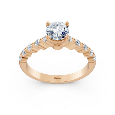 Halbe Eternity & Solitaire Bague Diamant Or Rose