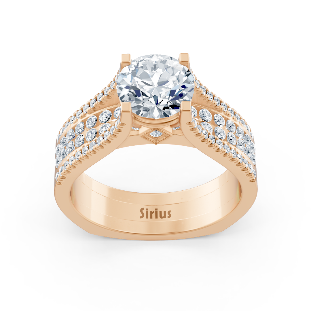Pırlantalı lüks Topaz yüzük - Rose Altın - Rosy Lab Diamonds'tan yüksek kaliteli Mücevher