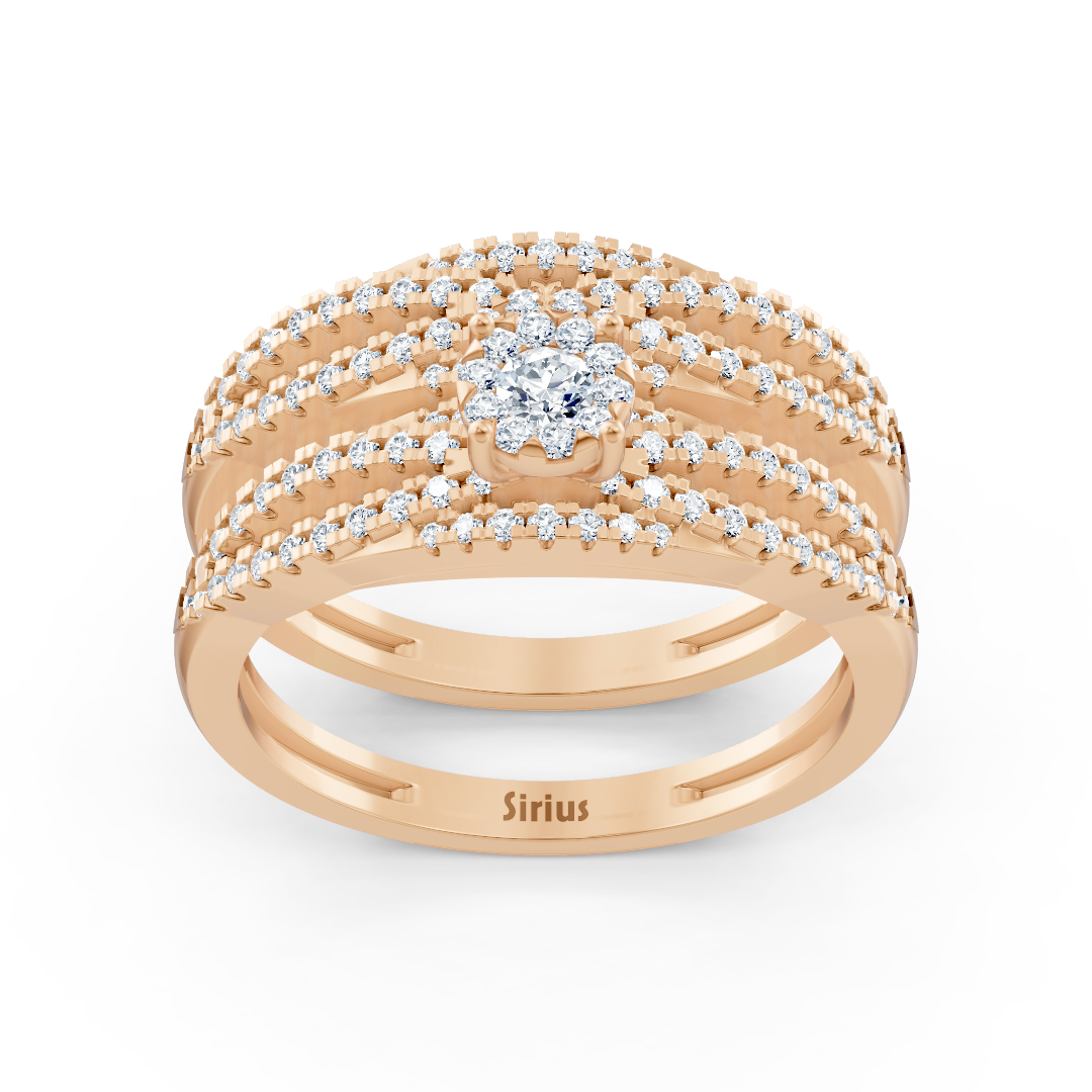 Bague multiple en diamant brillant – or rose