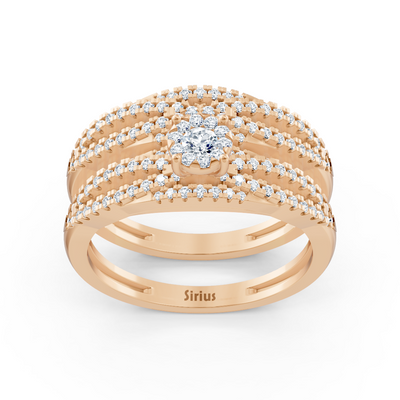 Bague multiple en diamant brillant – or rose