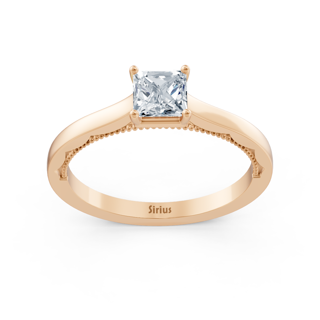 Bague solitaire diamant or rose