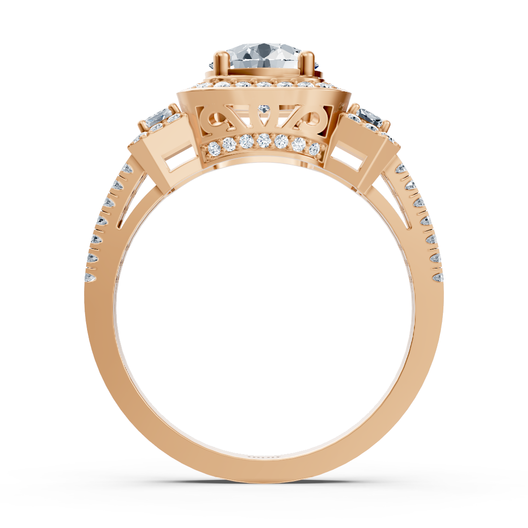 Roségoldring mit rundem Diamant & Smaragdschliff-Topas - hochwertiger Schmuck von Rosy Lab Diamonds