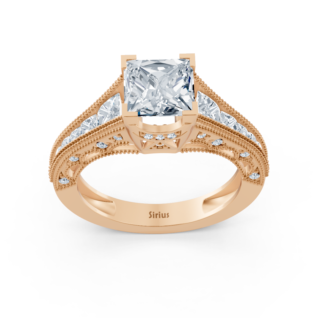 Roségoldring mit quadratischen & runden labordiamanten - hochwertiger Schmuck von Rosy Lab Diamonds