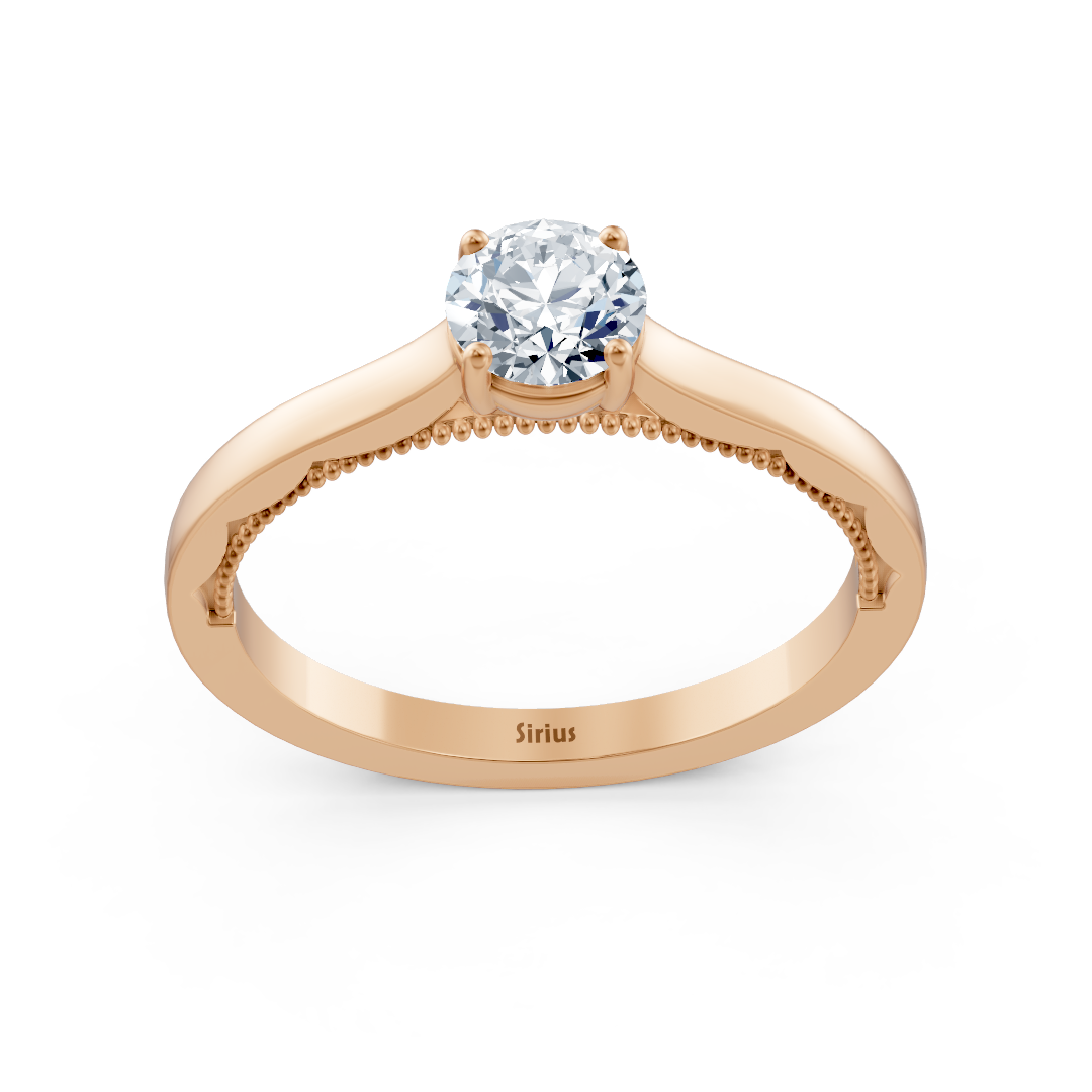 Elegant solitaire ring made of rose gold with 5 mm lab diamond