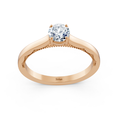 Elegant solitaire ring made of rose gold with 5 mm lab diamond
