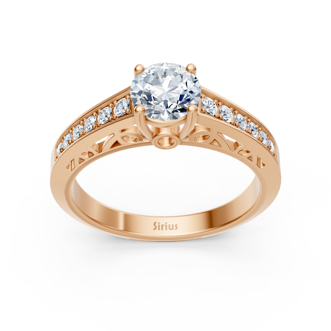 Bague en diamant Birgie Or Rose, sertie rail, à Taille Brillant Rond – Bijoux haut de gamme de Rosy Lab Diamonds