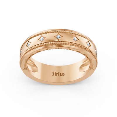 Bague en or rose avec diamants de laboratoire sertis en forme d'étoile