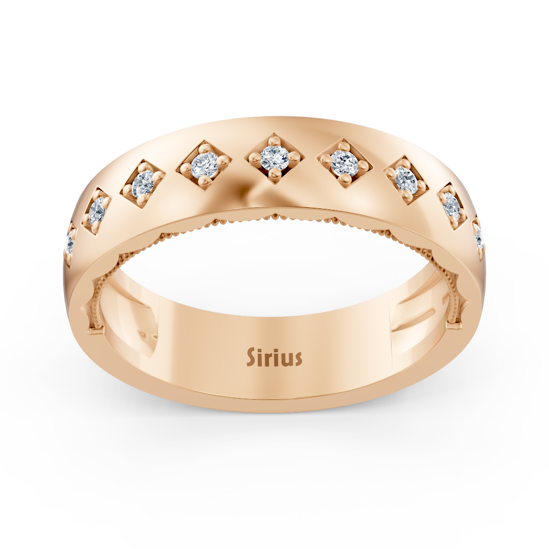 Kare pırlanta montürlü ve laboratuvar üretimi pırlantalı pembe altın yüzük - Rosy Lab Diamonds’tan yüksek kaliteli Mücevher