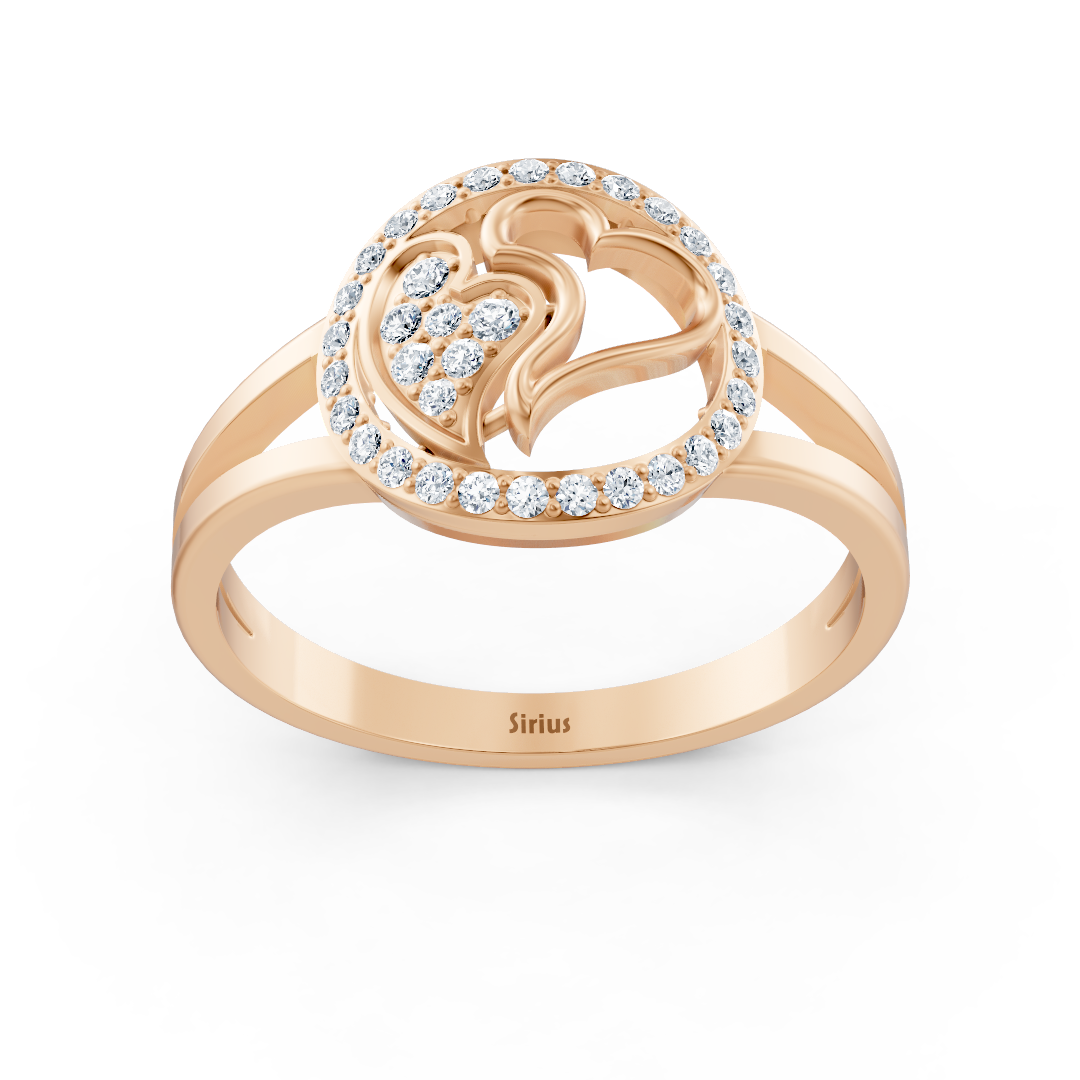 خاتم من الذهب الوردي على شكل قلب مرصّع بألماسات مختبرية متلألئة - مجوهرات فاخرة من Rosy Lab Diamonds