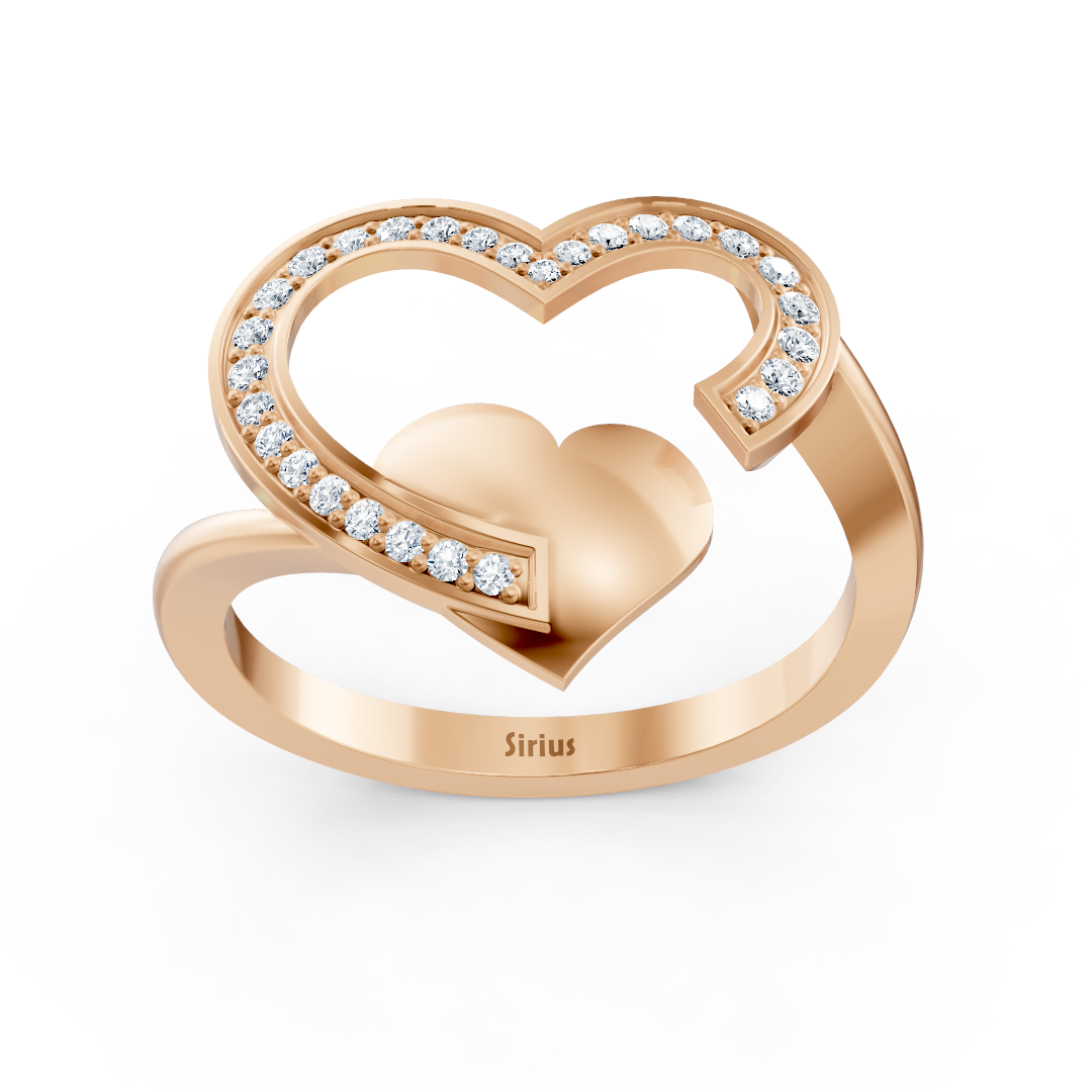 Offener Herz-Diamantring aus 14K Roségold - hochwertiger Schmuck von Rosy Lab Diamonds