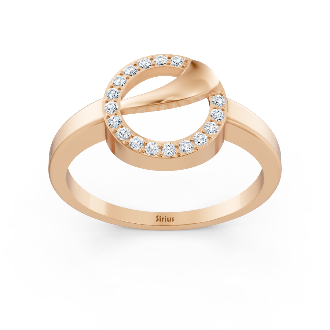 Bague moderne cercle diamant en or rose 14K