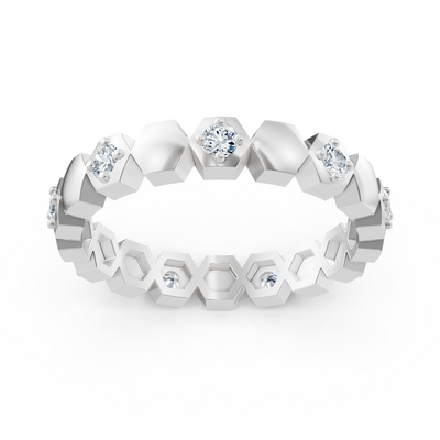 Birgie Bague Diamant Or Blanc 14K – Design Hexagone
