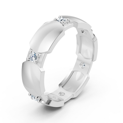 Weißgold-Ring mit 6 rund geschliffenen Labordiamanten