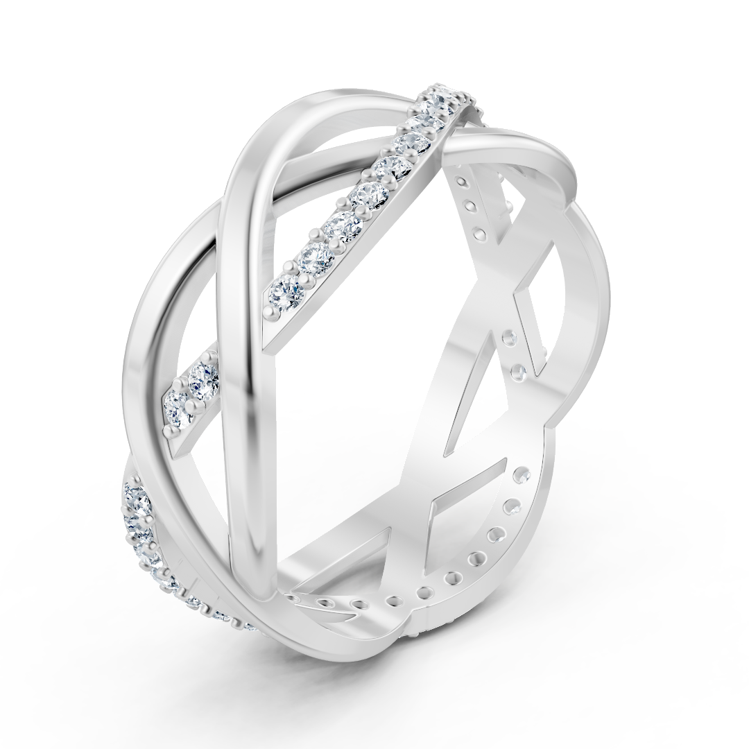 Ring mit Diamant & Diamanten in 14K Weißgold | Rosy – hochwertiger Schmuck von Rosy Lab Diamonds