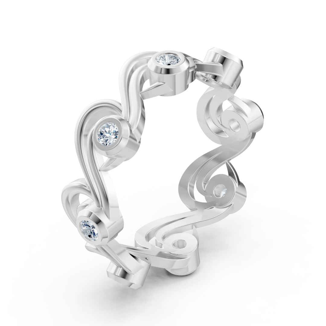 Ring mit Diamant & Labordiamanten in 14K Weißgold | Rosy – hochwertiger Schmuck von Rosy Lab Diamonds
