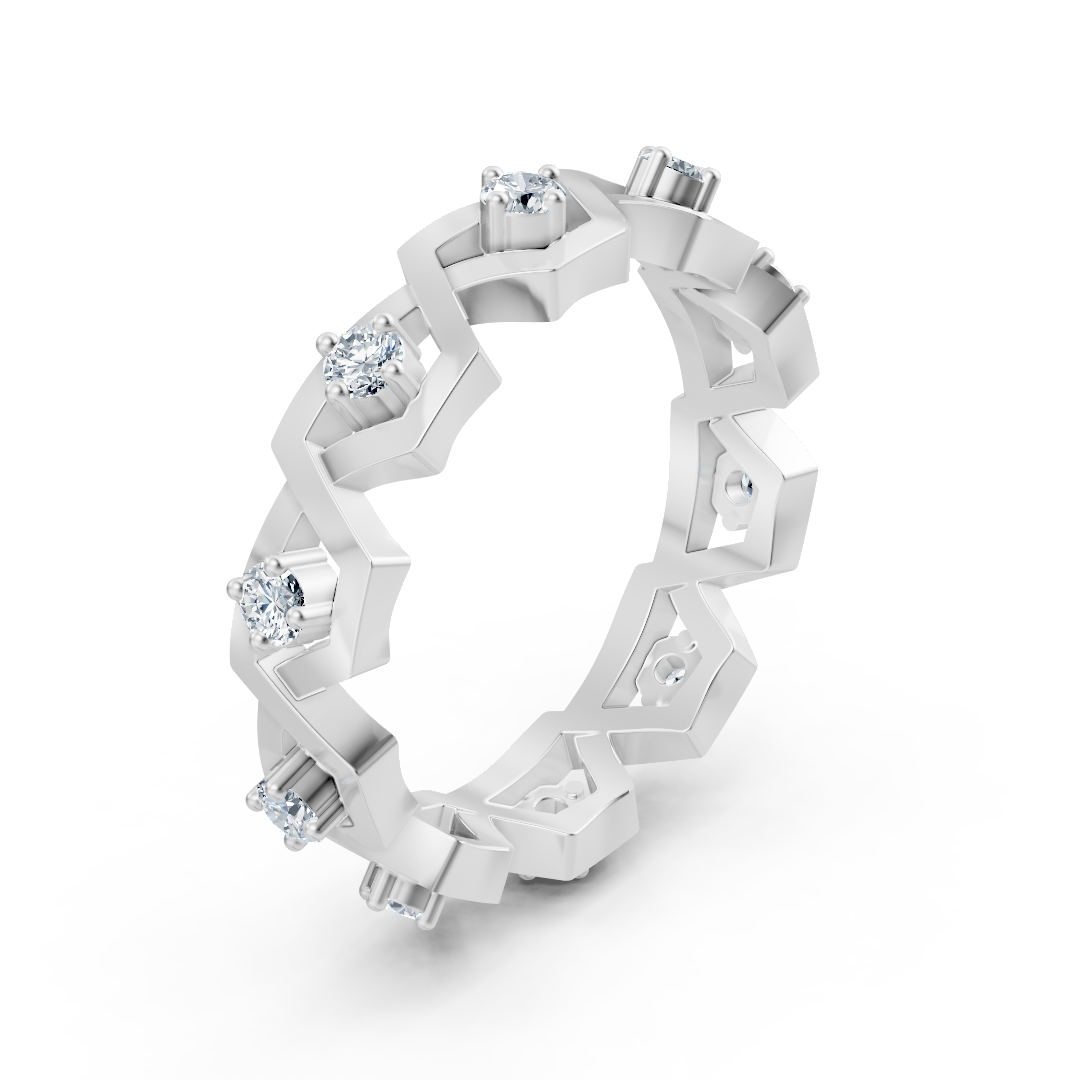 14K white gold ring with 35 lab-grown diamonds in a prong setting - high-quality Jewelry from Rosy Lab Diamonds