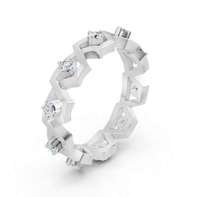 14K yellow gold ring with 35 lab-cut diamonds in prong setting
