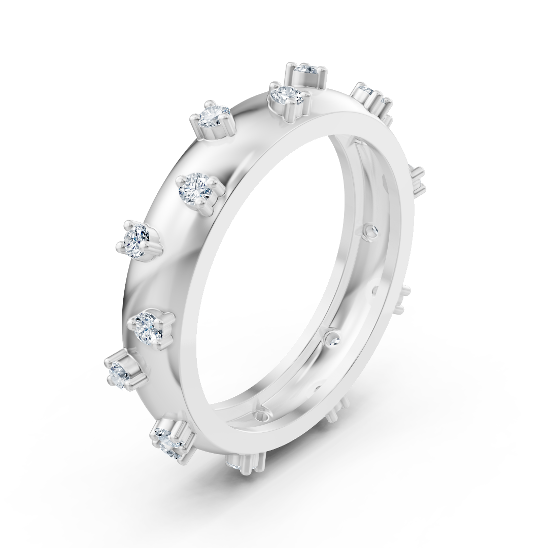 14K pembe altın yüzük, Tırnak yuvasında 9 laboratuvar pırlantasıyla - Rosy Lab Diamonds’tan yüksek kaliteli Mücevher