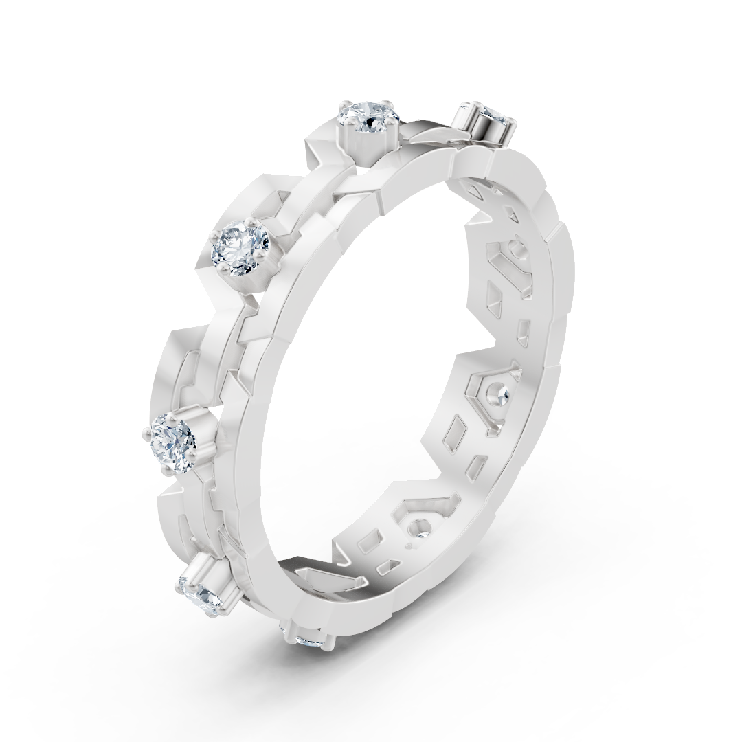 Bague en or rose 14K avec 9 diamants de laboratoire en sertissage griffes