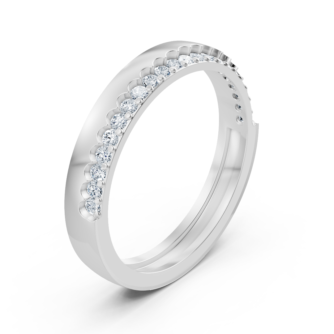 Bague en or blanc 14 carats avec 21 diamants de laboratoire sertis en griffes – bijoux haut de gamme de Rosy Lab Diamonds