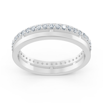 Bague classique en or blanc avec 42 diamants de laboratoire taille ronde