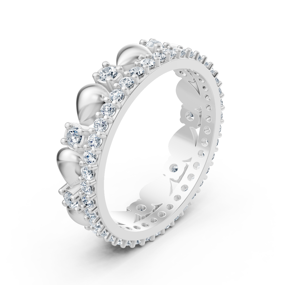 Romantic white gold ring with a heart design and 49 lab-grown diamonds – high-quality Jewelry from Rosy Lab Diamonds