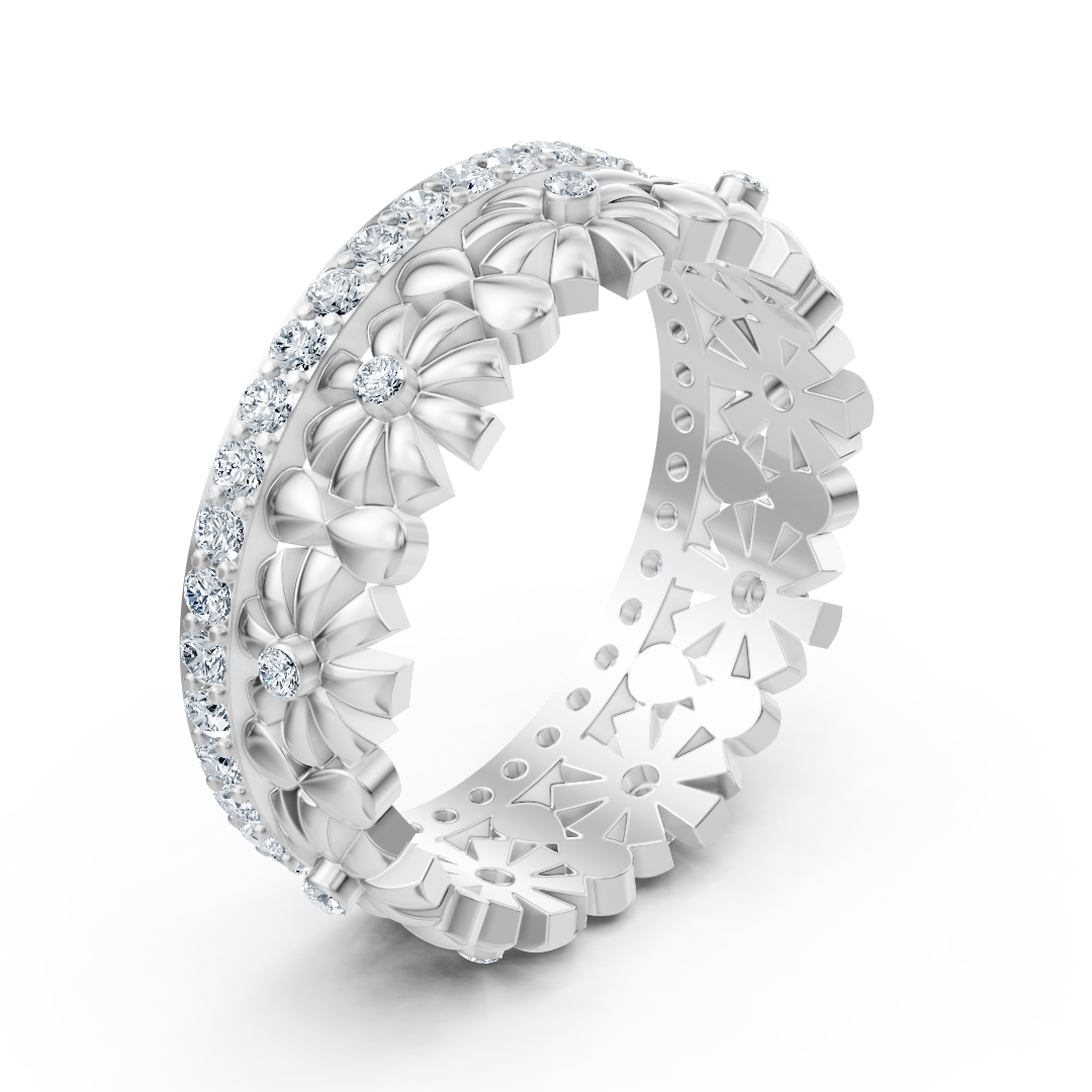 Ring mit Diamant & Labordiamanten in 14K Weißgold | Rosy – hochwertiger Schmuck von Rosy Lab Diamonds