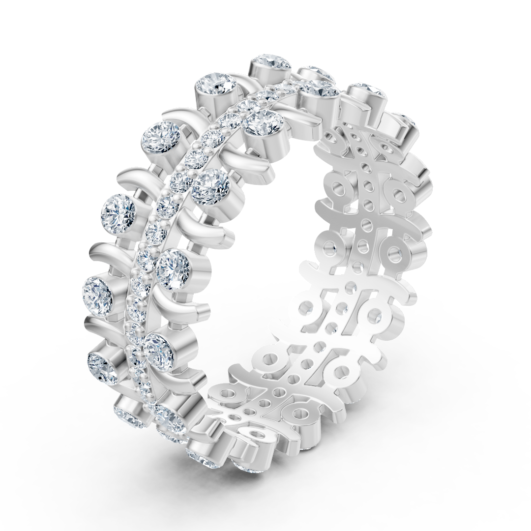 White gold ring with a double row of lab-grown diamonds – high-quality Jewelry from Rosy Lab Diamonds