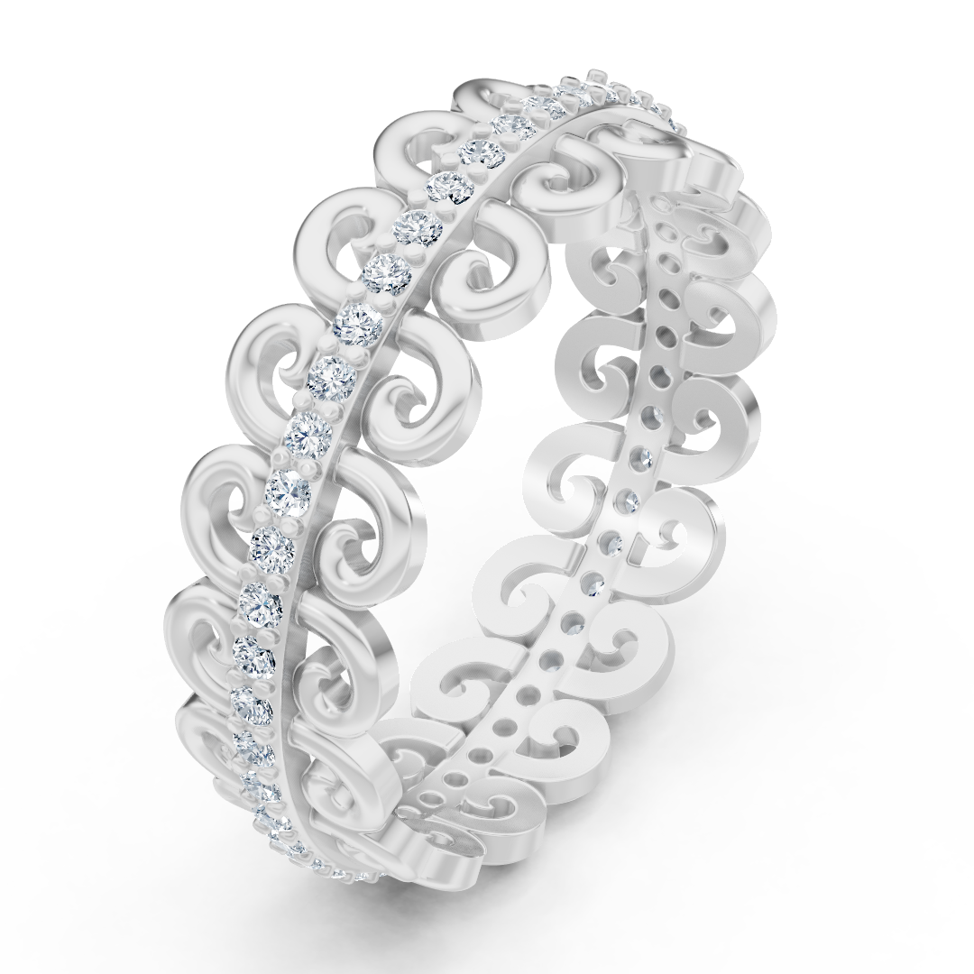 Verschnörkelter Weißgoldring mit laborgezüchteten Diamanten - hochwertiger Schmuck von Rosy Lab Diamonds