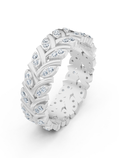 Bague diamant en forme de feuille en or blanc 585 avec 64 diamants de laboratoire – 0,384 ct