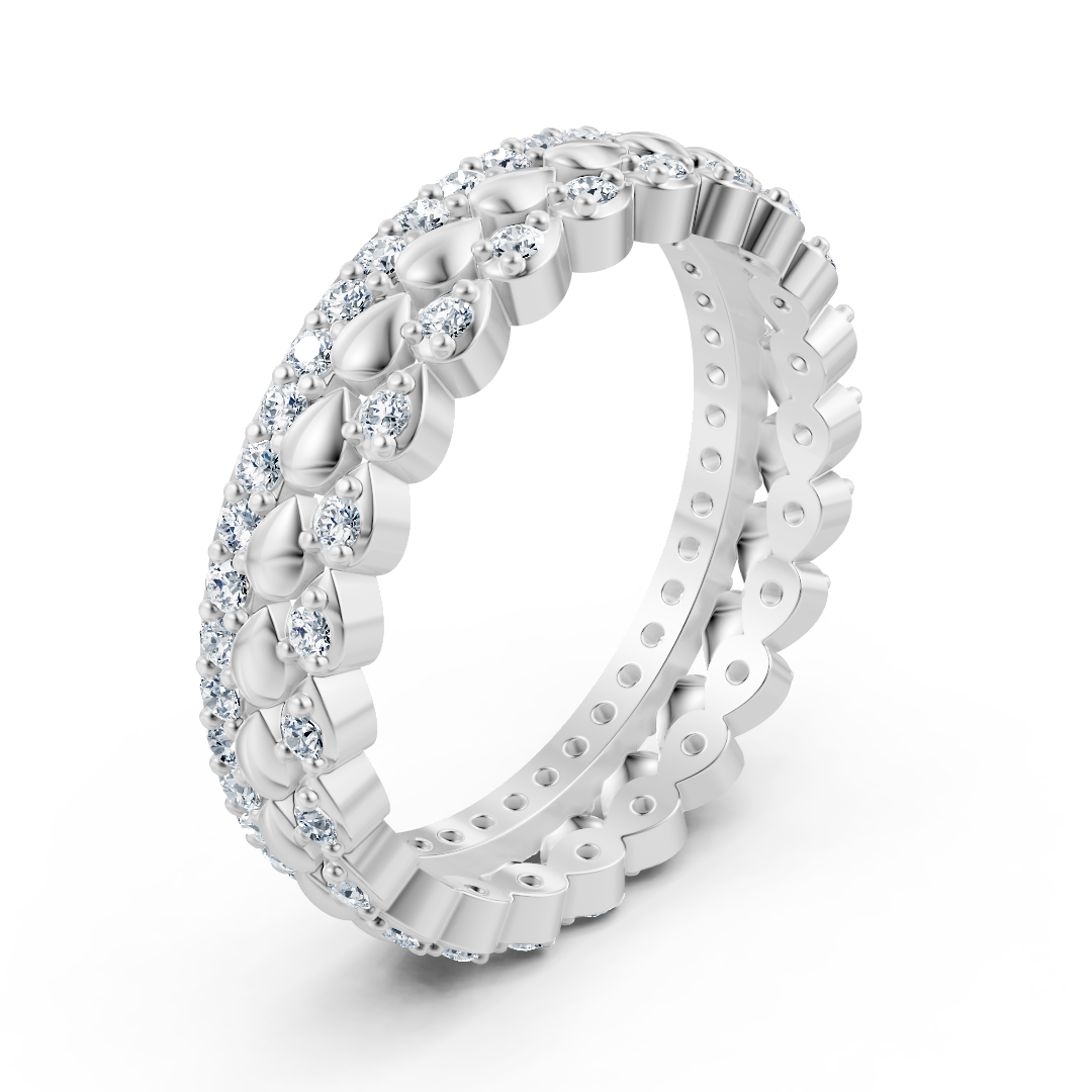 خاتم أبدي مرح بألماسات مستديرة من ذهب أبيض - 0,67 قيراط - مجوهرات فاخرة من Rosy Lab Diamonds