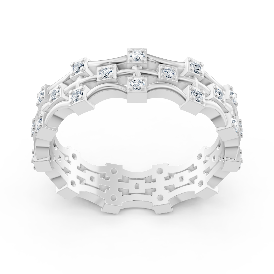 Ring mit Diamant & Labordiamanten in 14K Weißgold | Rosy – hochwertiger Schmuck von Rosy Lab Diamonds