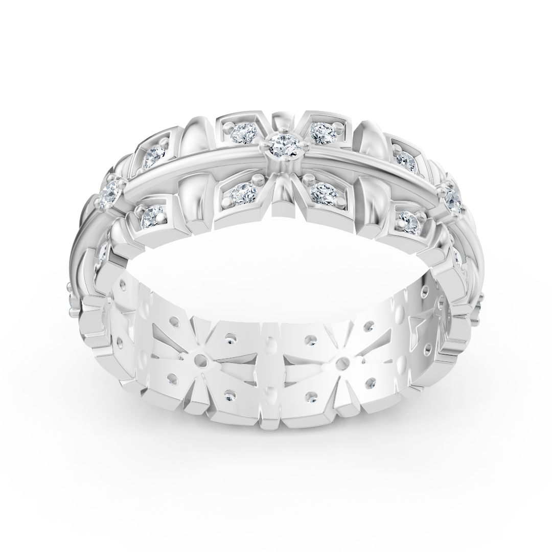 خاتم ألماس بتصميم زهري من ذهب أبيض - 0,378 قيراط - مجوهرات فاخرة من Rosy Lab Diamonds