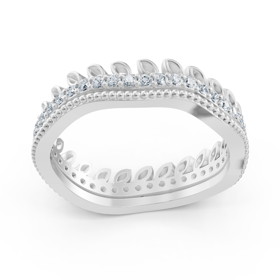 Bague diamant en forme de feuille en or blanc – 0,44 carat