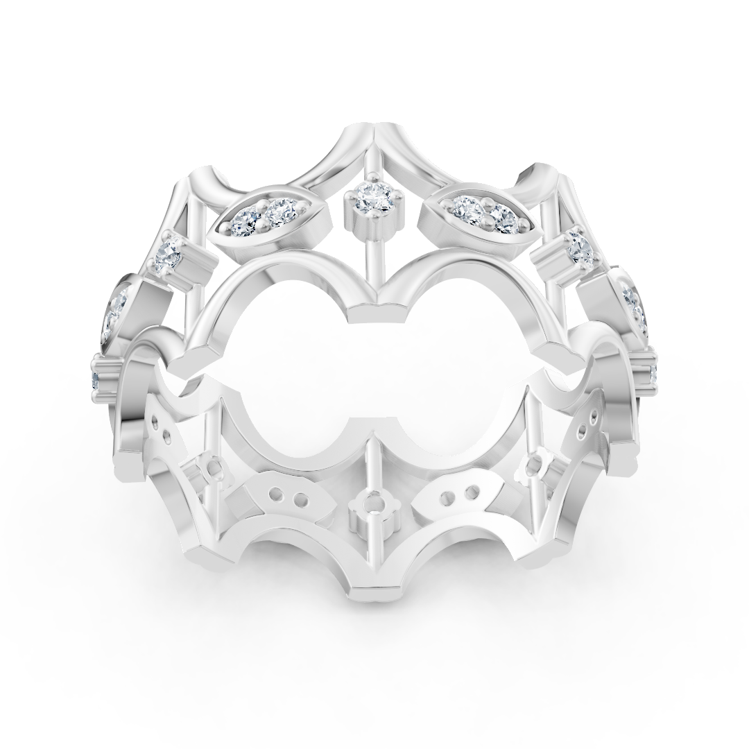 Open Diamond ring in White Gold with floral elements - 0.272 carats - high-quality Jewelry by Rosy Lab Diamonds