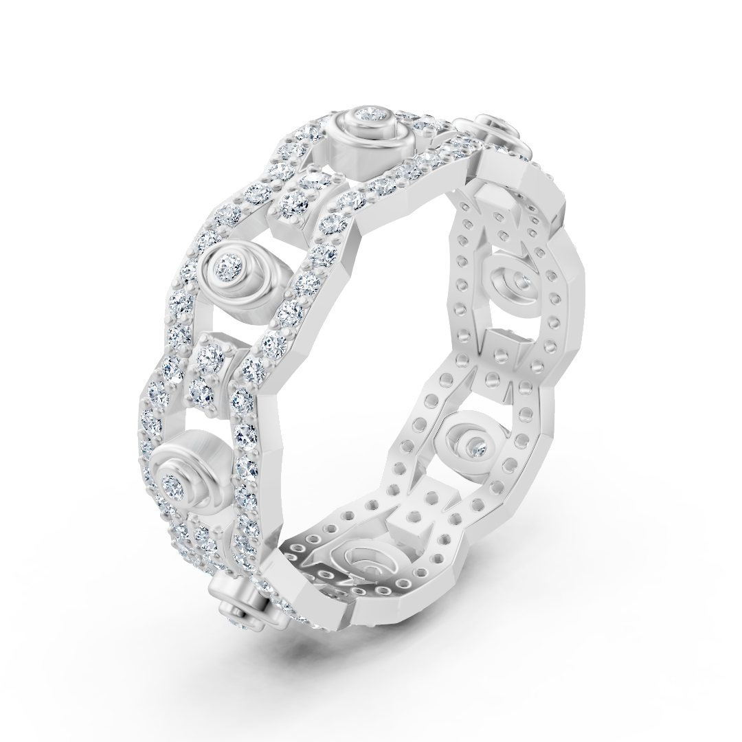 Ring mit Diamant & Labordiamanten in 14K Weißgold | Rosy – hochwertiger Schmuck von Rosy Lab Diamonds