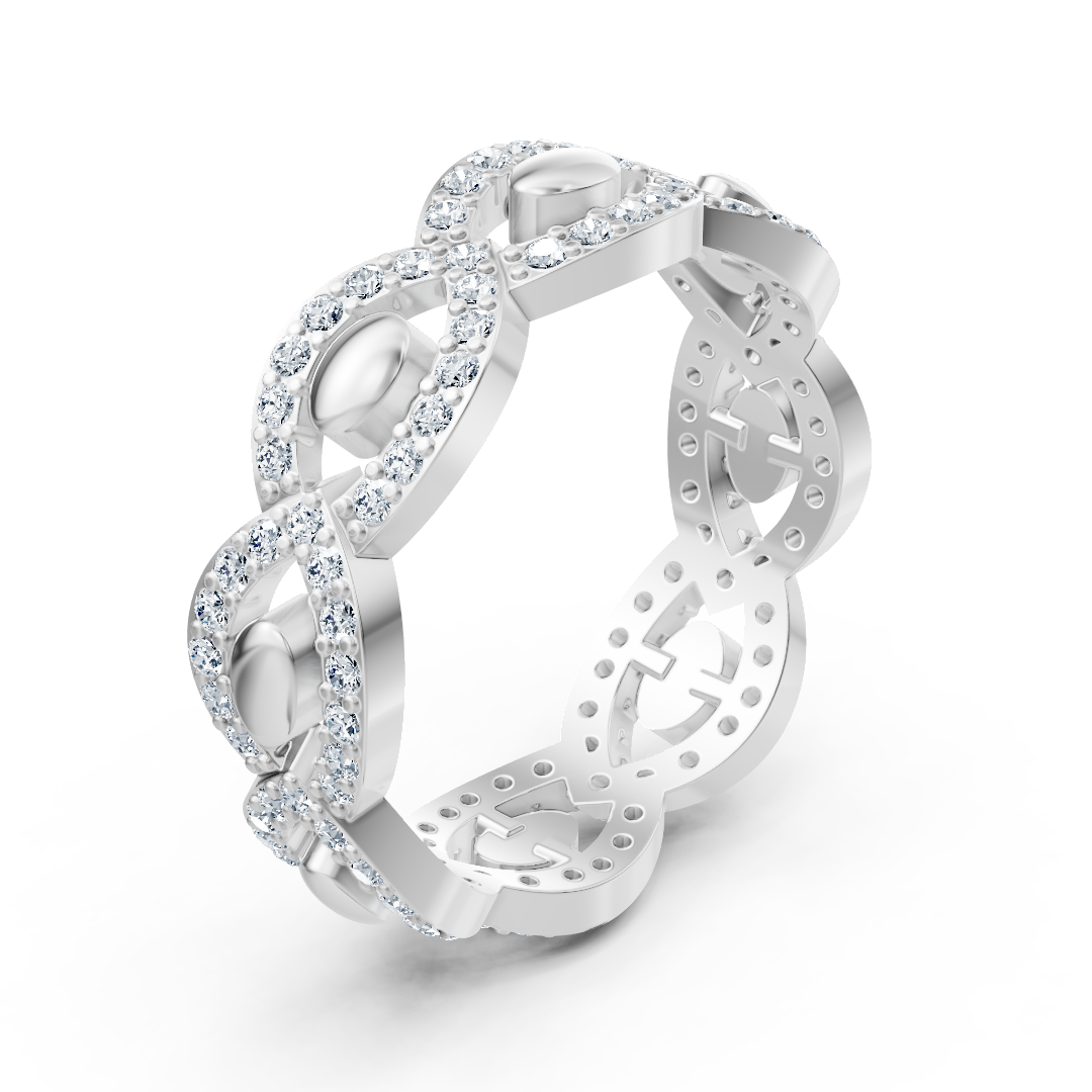 Verschnörkelter Weißgold-Ring mit 104 Labordiamanten - 0,624 Karat - hochwertiger Schmuck von Rosy Lab Diamonds