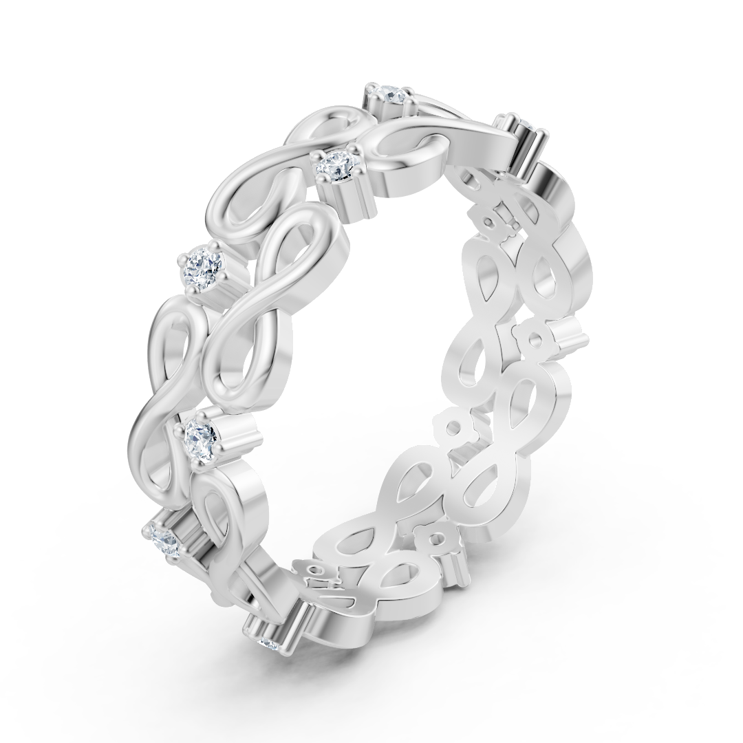 Weißgold-Ring mit Unendlichkeitssymbolen und 12 Labordiamanten - 14K - hochwertiger Schmuck von Rosy Lab Diamonds