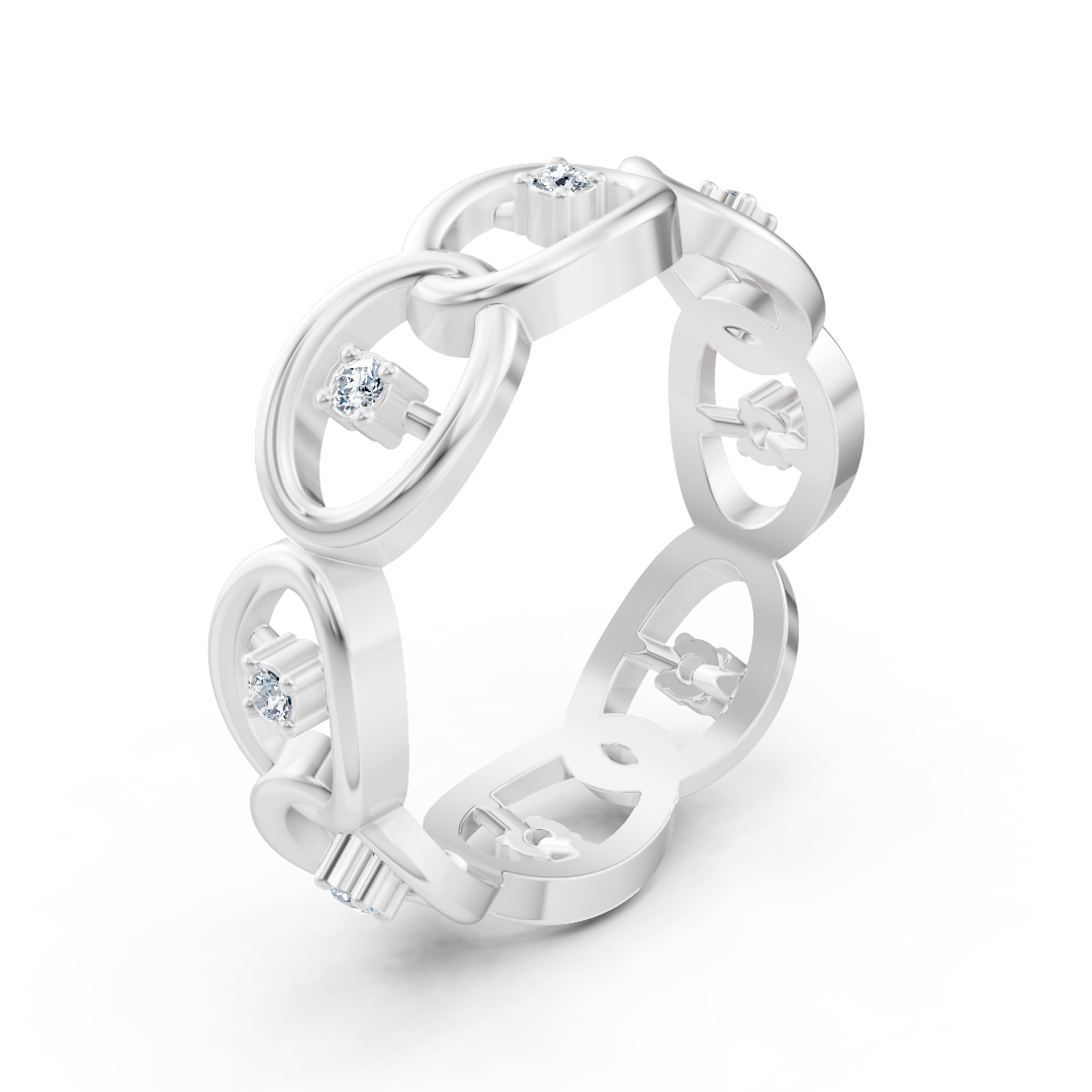 Modern ring made of 14K White Gold with 8 lab-grown diamonds - high-quality Jewelry from Rosy Lab Diamonds