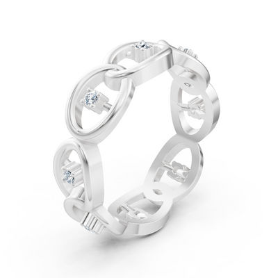 Bague moderne en or blanc 14K avec 8 diamants de laboratoire