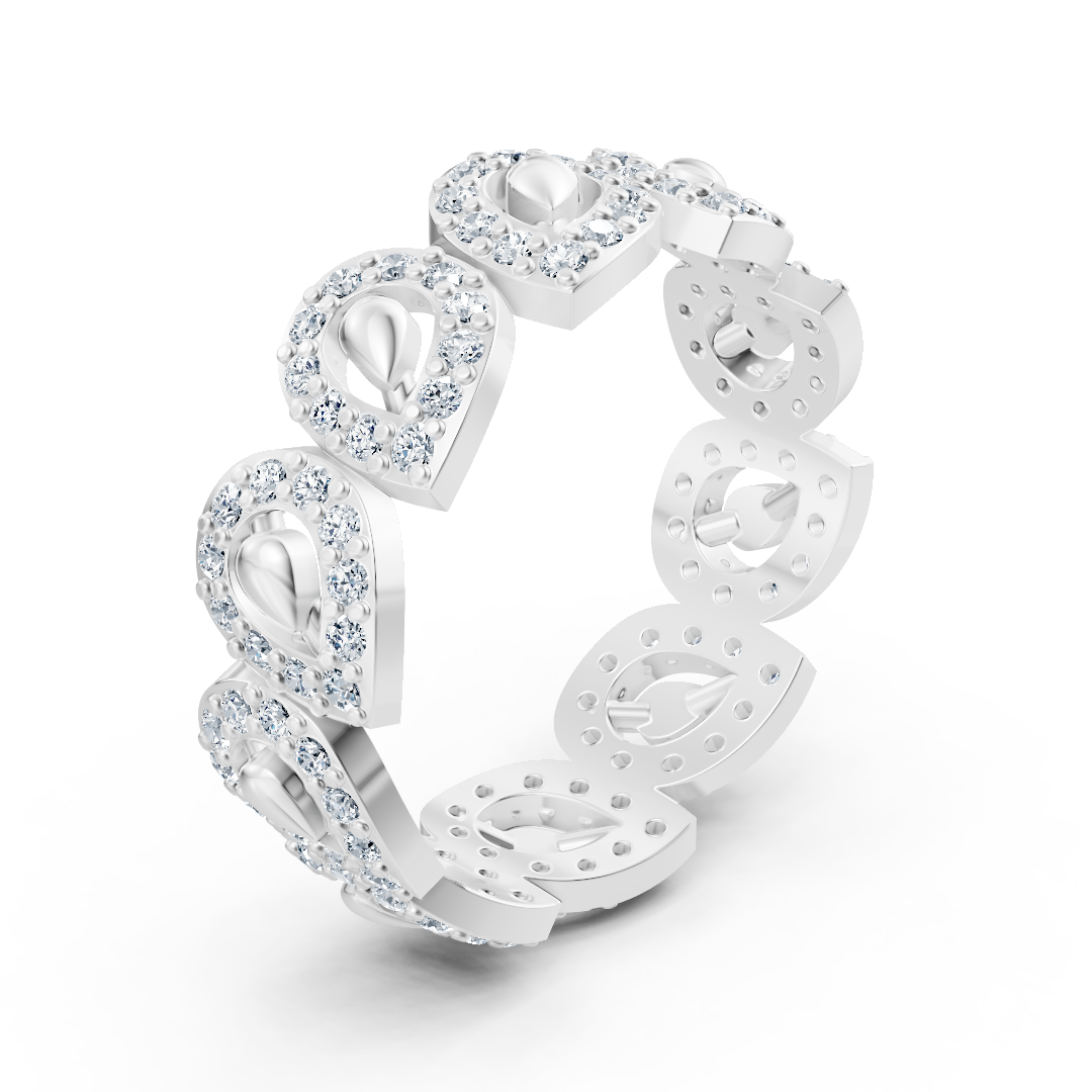 Bague diamant en forme de larme luxueuse en or blanc 14 carats avec diamants de laboratoire