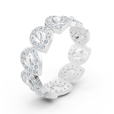 Bague diamant en forme de larme luxueuse en or blanc 14 carats avec diamants de laboratoire