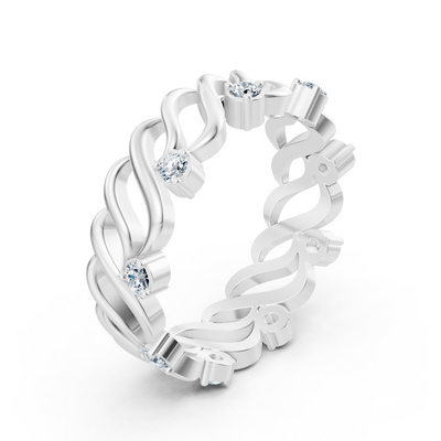 14 carat white gold diamond band ring "Wave of Grace