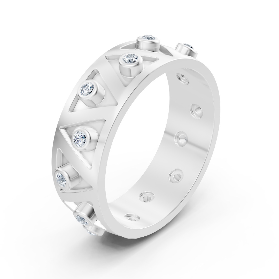Bague en or blanc au design triangulaire avec diamants de laboratoire – des Bijoux haut de gamme de Rosy Lab Diamonds
