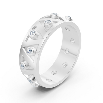 Birgie 14K White Gold Diamond Zigzag Ring - Modern Swing