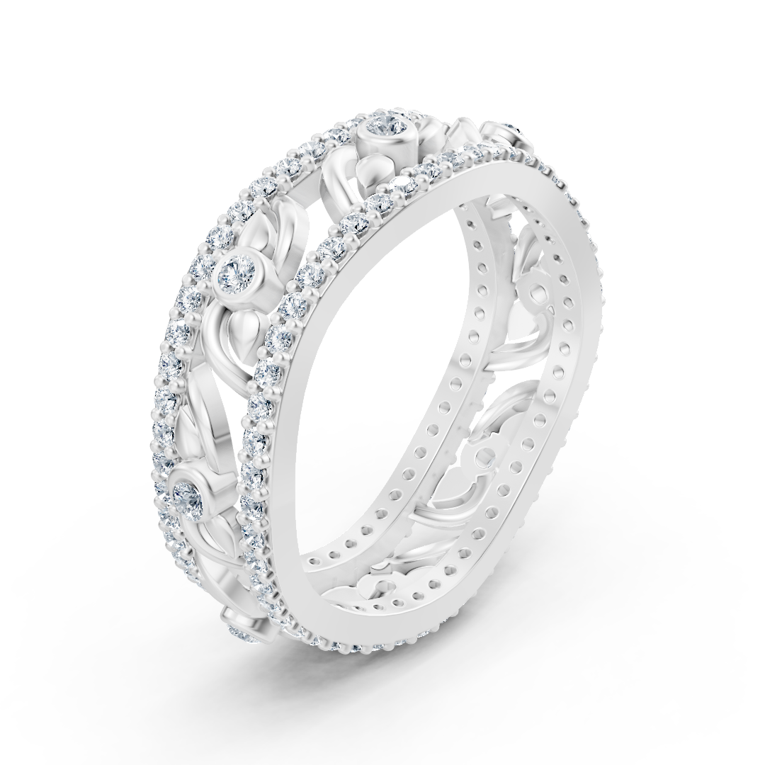 Bague en or blanc avec structure florale et diamants de laboratoire - des Bijoux haut de gamme de Rosy Lab Diamonds