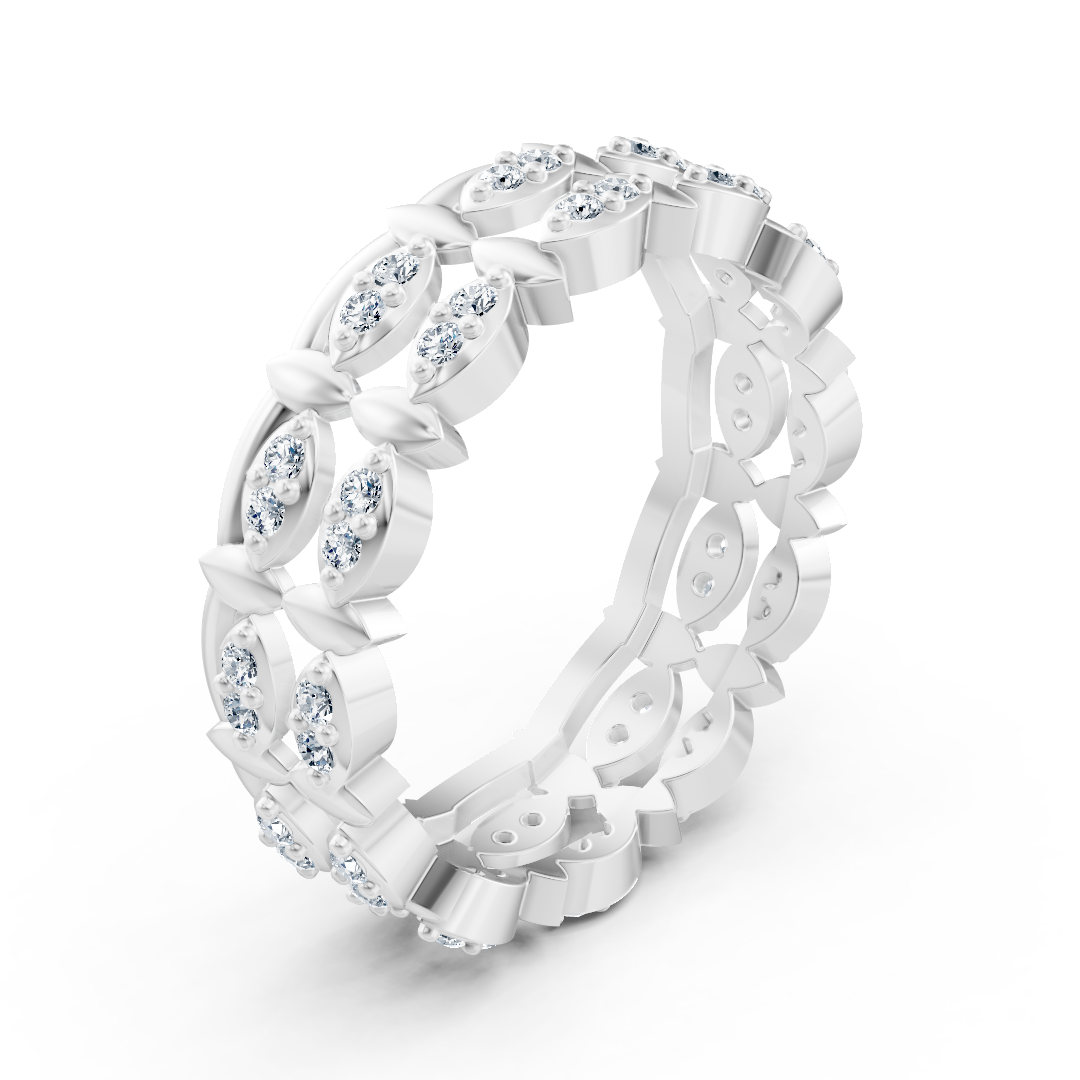 Weißgoldring mit marquisenförmigen Elementen und Labordiamanten - hochwertiger Schmuck von Rosy Lab Diamonds