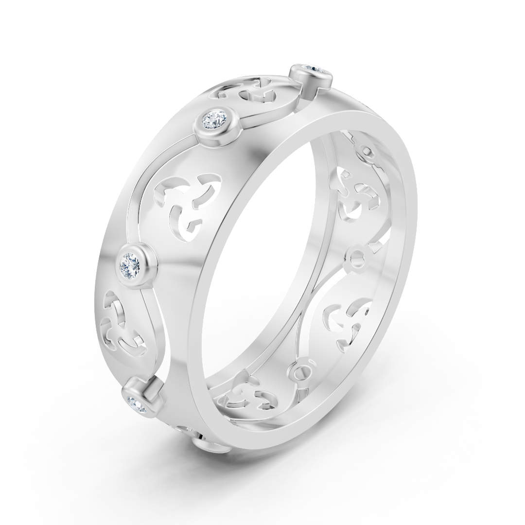 Beyaz Altın üzerinde laboratuvar elmasları bulunan zarif sarmaşık yüzük – Rosy Lab Diamonds’tan yüksek kaliteli Mücevher