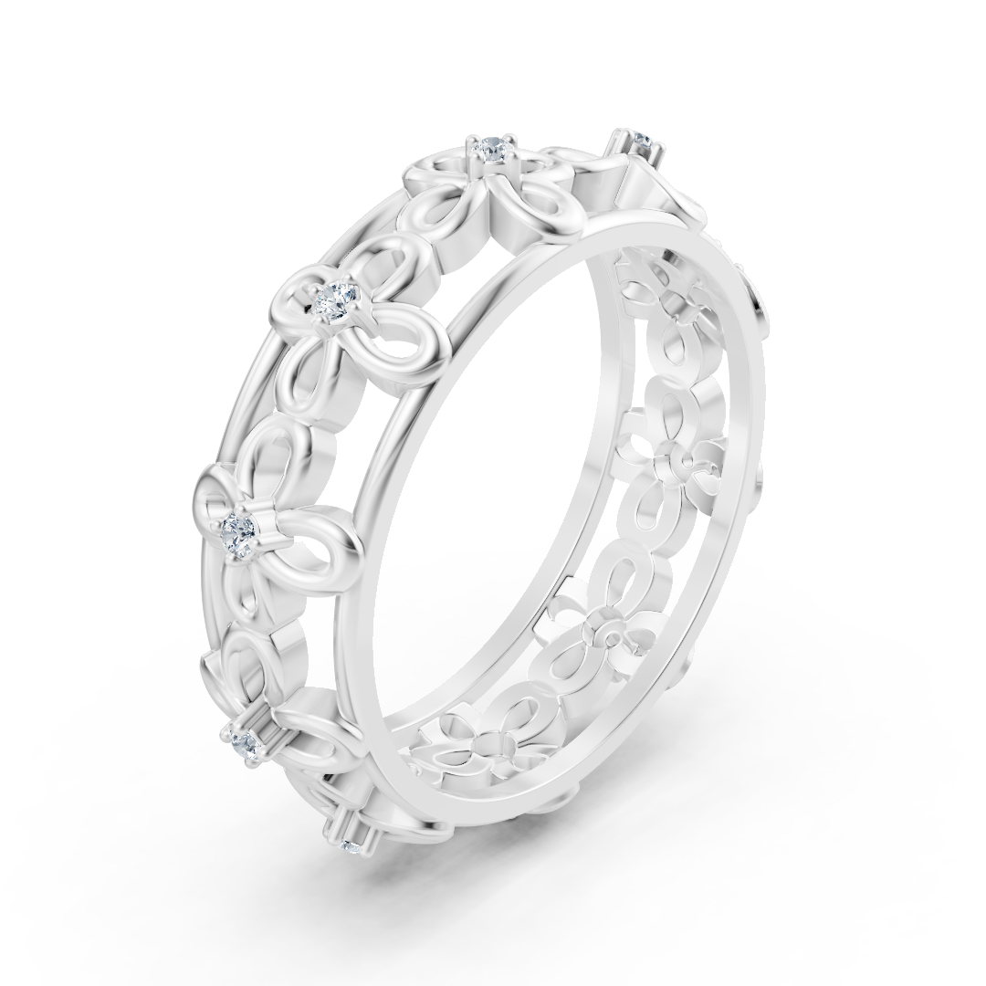 Ring mit Diamant & Labordiamanten in 14K Weißgold | Rosy – hochwertiger Schmuck von Rosy Lab Diamonds