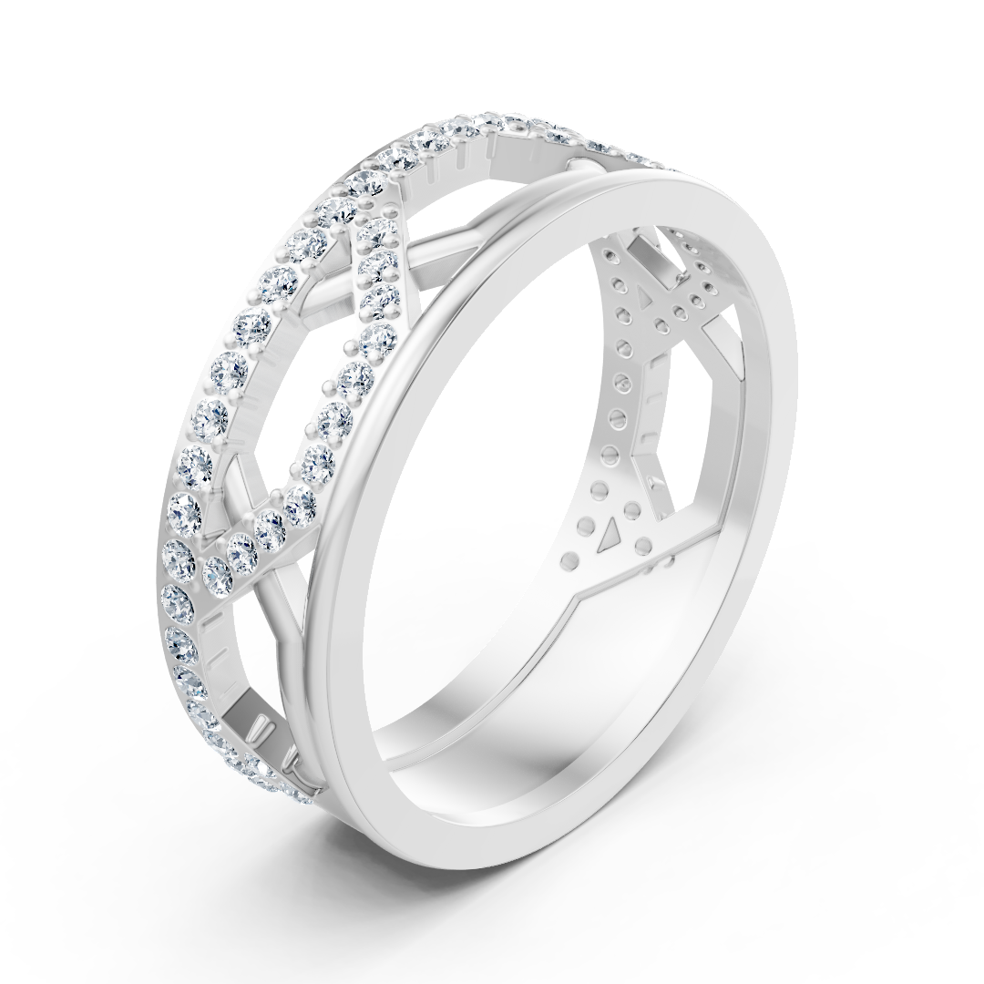 Statement ring with lab-grown diamonds in White Gold - high-quality Jewelry by Rosy Lab Diamonds